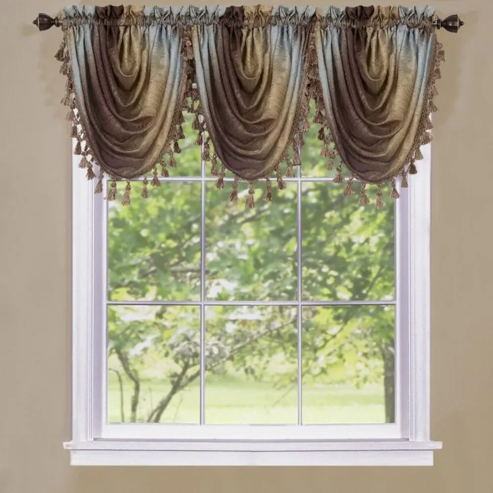 Designer Home Ombre Window Curtains, Modern Semi-Sheer Window Curtain Drape